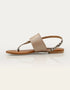 Elara Beige Flat Sandals with Snake Textured T-Strap – Essence by Rubina